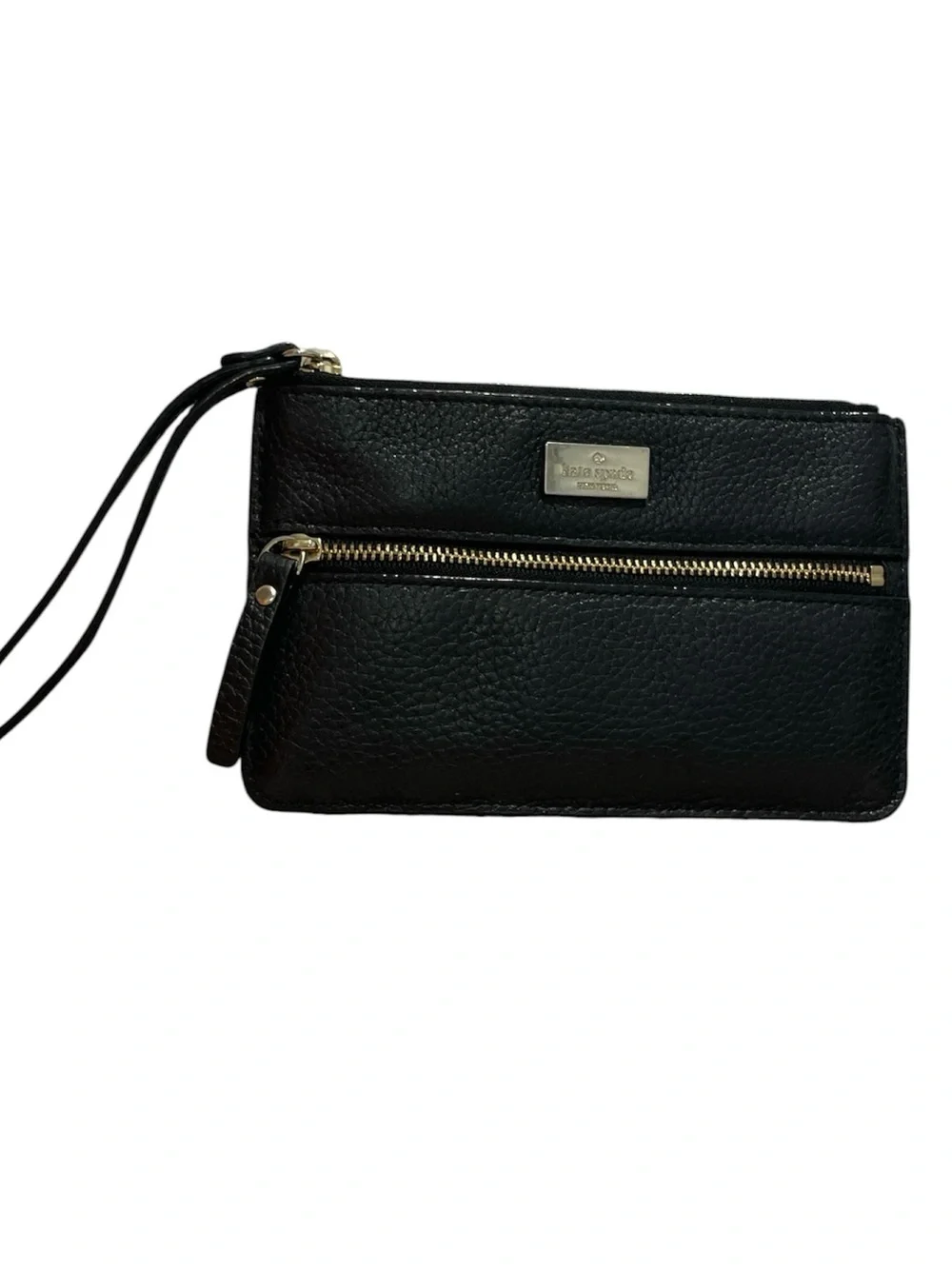 Kate Spade Black Pebbled Leather Wristlet with Gold Hardware - Picture 2 of 6